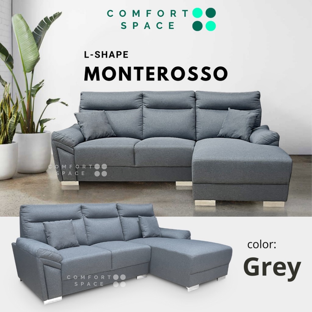 Comfort Space - Monterosso Fabric L-shape Sofa/ L Shape / Fabric Sofa /  High Density Thick Cushion | Shopee Malaysia