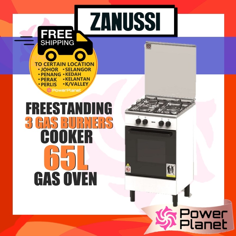 [FREE SHIPPING] Zanussi ZCG530W 3 Burners Freestanding Gas Cooker (White) 62L Gas Oven