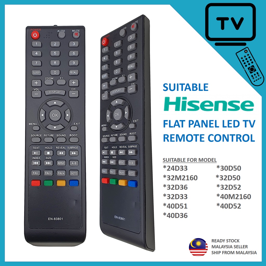 Hisense Replacement For Hisense EN83801 Flat Panel LED TV Remote