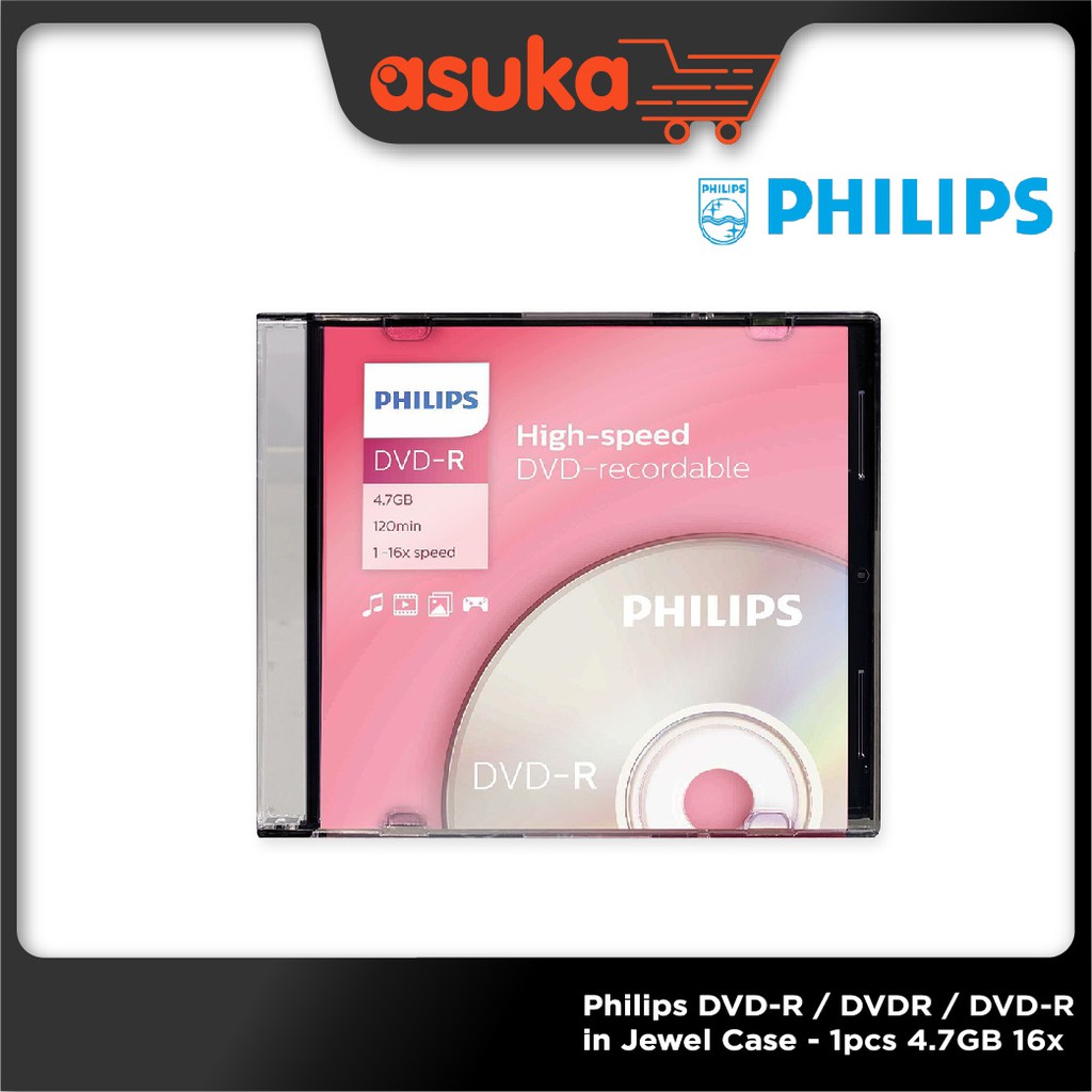 Philips DVD-R / DVDR / DVD R in Jewel Case - 1pcs 4.7GB 16x