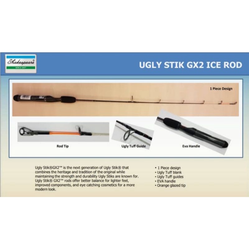 Shakespeare Ugly Stik GX2 Ice Spinning Rod Shopee Malaysia
