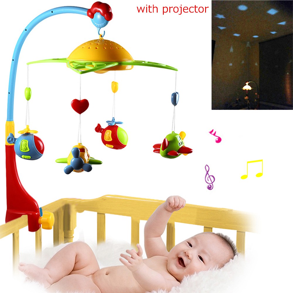 Baby Star Projector Musical Crib Mobile Bed Bell Rattle Rotating