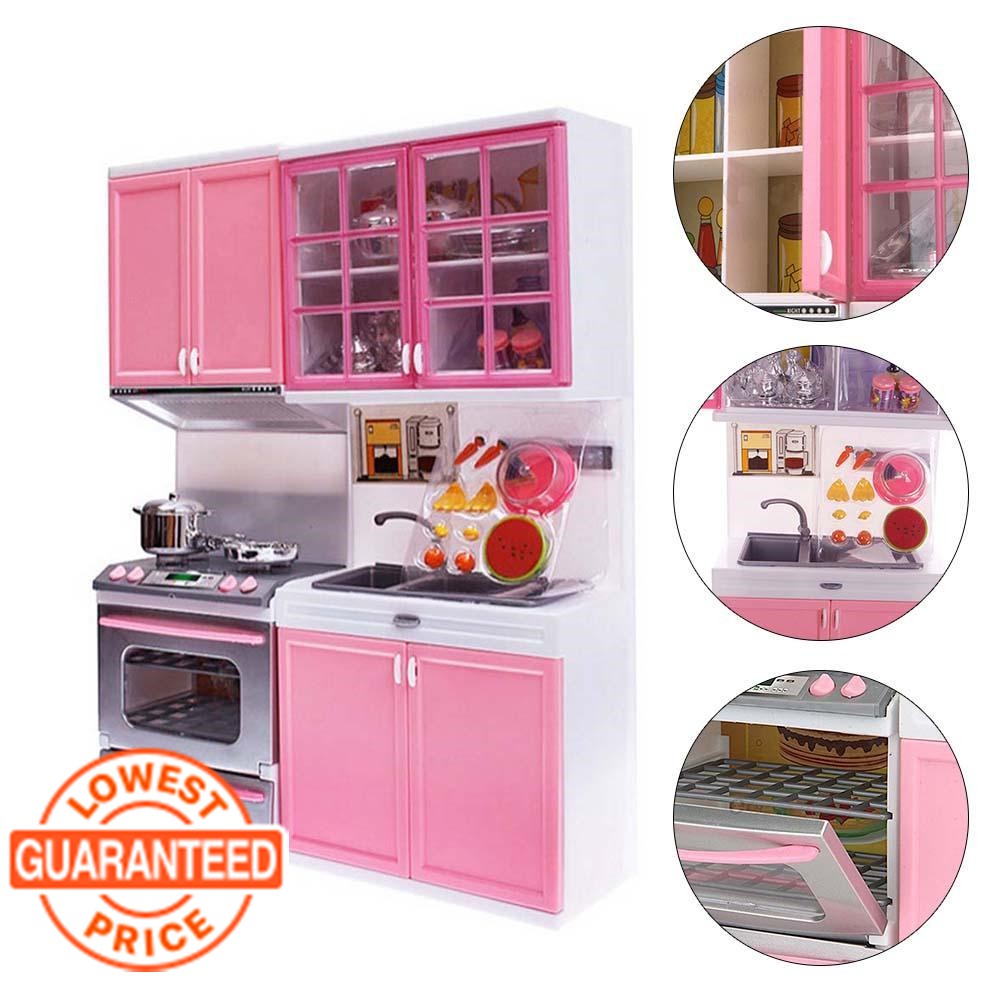 Pink Sale Kid Kitchen Fun Toy Pretend Play Cook Cooking Cabinet Stove Set Toy Shopee Malaysia