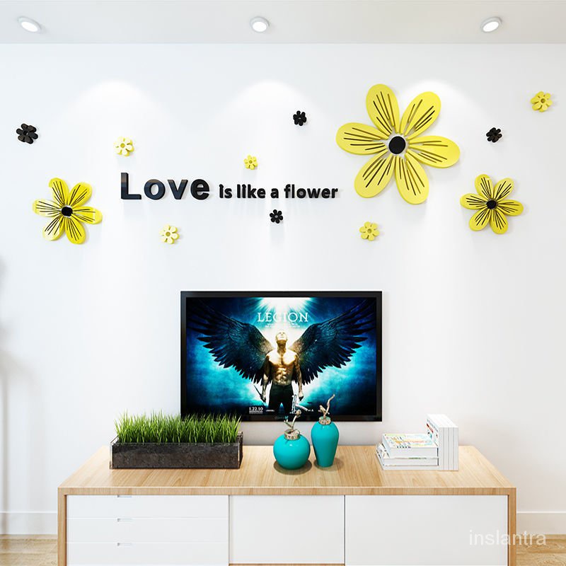 mural wallpaper Summer Flower3dThree-Dimensional Wall Stickers Acrylic Cozy  Living Room Bedroom Sofa TV Background Wall | Shopee Malaysia