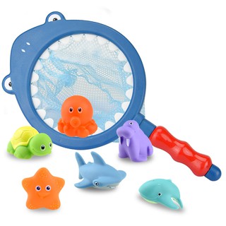 Kids Fishing Toys Bath Toys Shower Toy Sea Fish Toy Set with Net ...