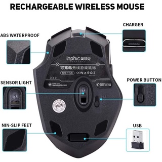 ITECHGADGETS INPHIC PM6 PRO Wireless Mouse Wireless Bluetooth Mouse ...