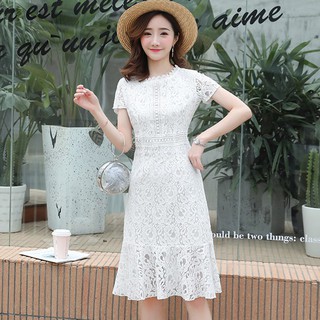 midi dress white lace