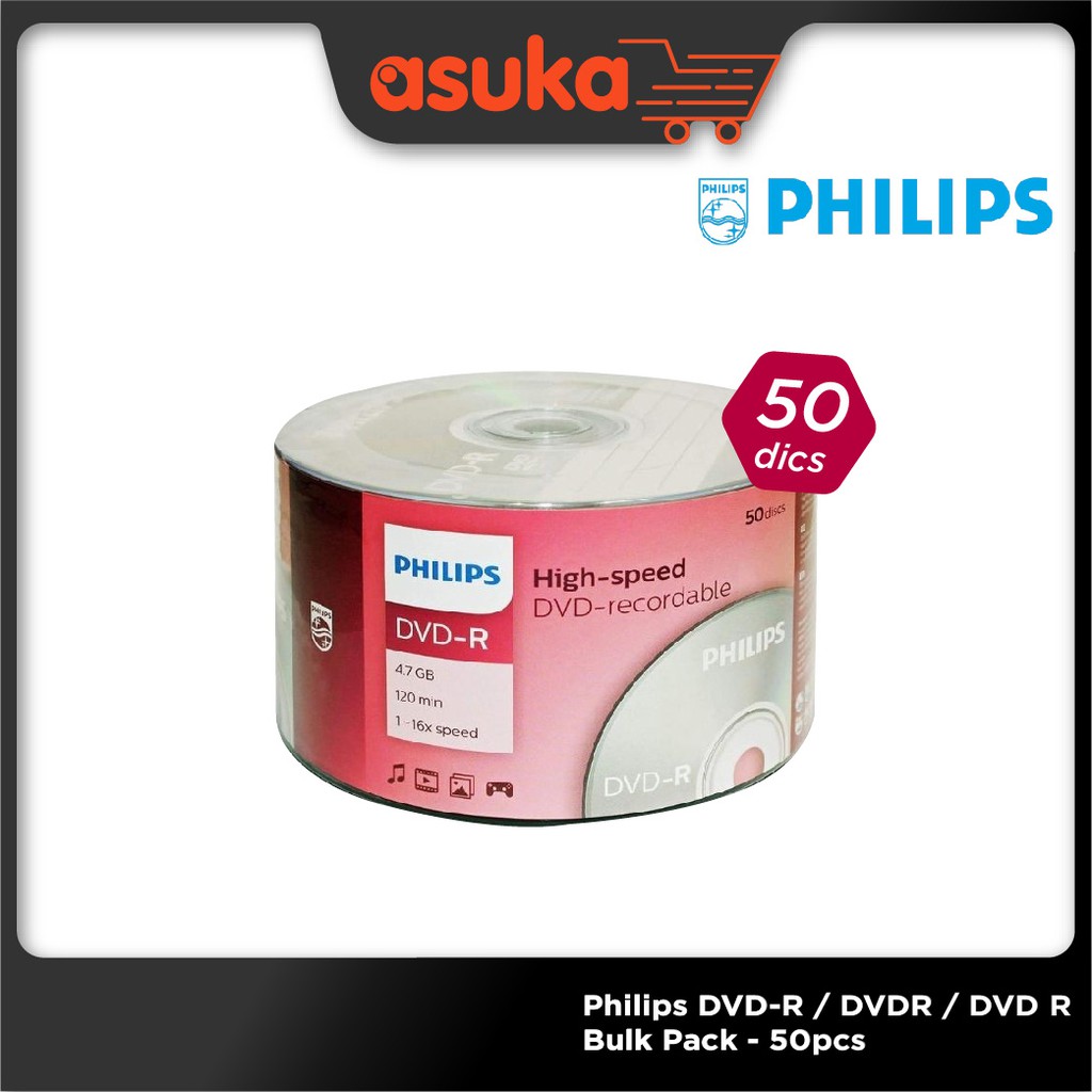 Philips DVD-R / DVDR / DVD R Bulk Pack - 50pcs (PH-OP-DVD-R/50B) - 4.7GB 16x