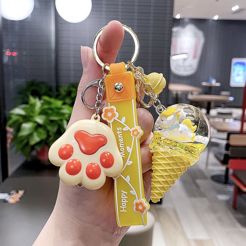 Multi Versatile Collection Pendant Toys Children Decoration Cute Ice Cream Cone Keychain Girls Gifts Glitter Sequins ... - Image 4