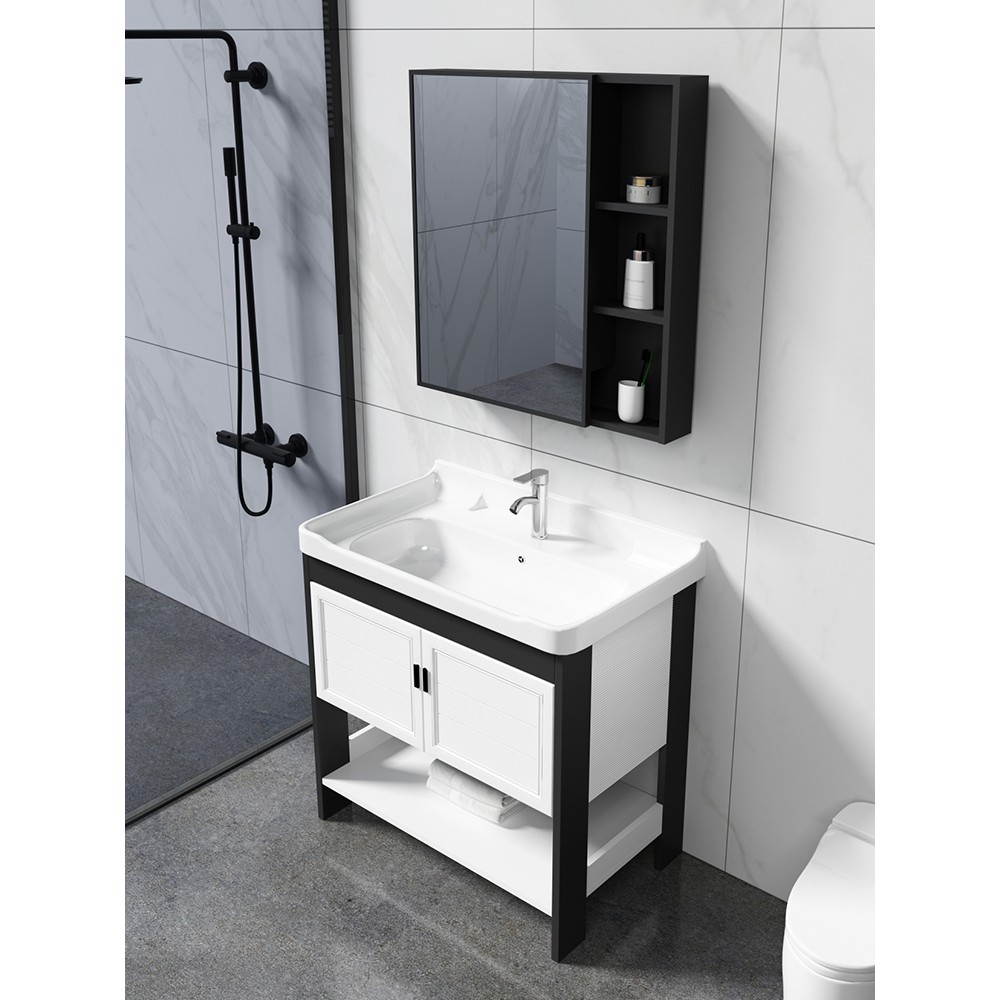 Space aluminum floor-standing bathroom set bathroom cabinet combination ...