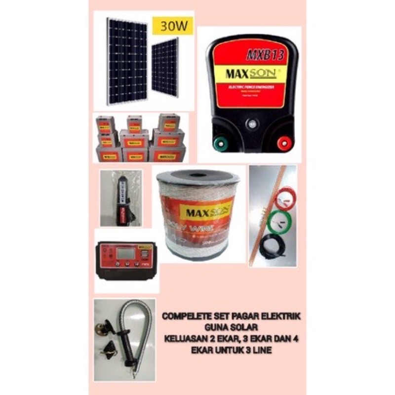 Pagae Elektrik Set Fence Energizer Keluasan 2 Ekar 3 Ekar 4 Ekar