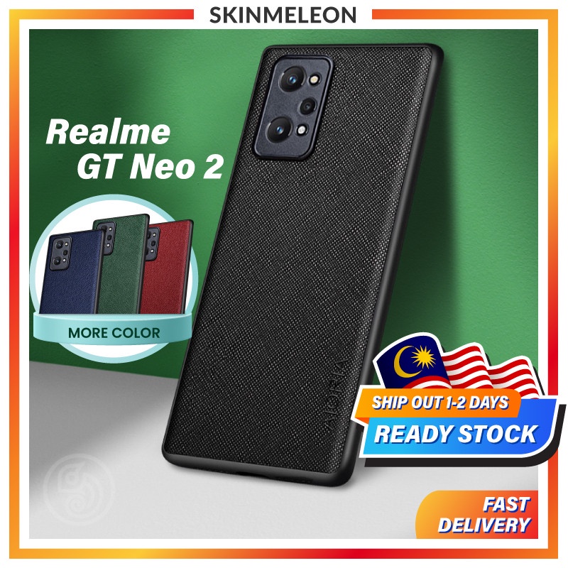 SKINMELEON Realme GT Neo 2 Case 5G Casing Elegant Cross Pattern PU Leather TPU Camera Protection Covers Phone Cases