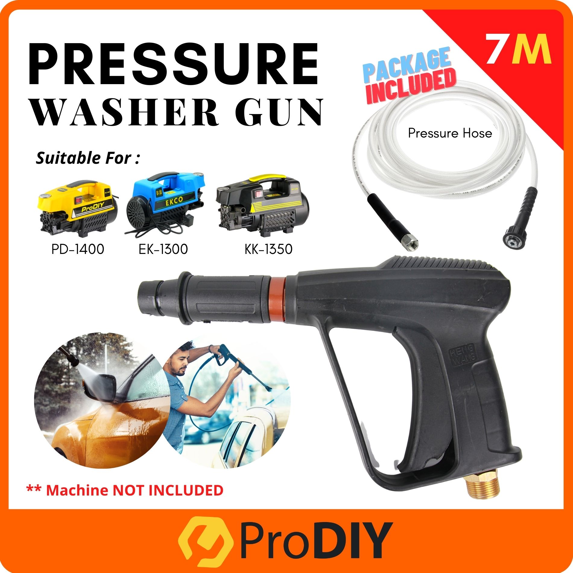 PRO'EKCO High Pressure Washer Gun Tool Spray Water Gun Cleaning Machine with 7 Meter Hose High Pressure Machine