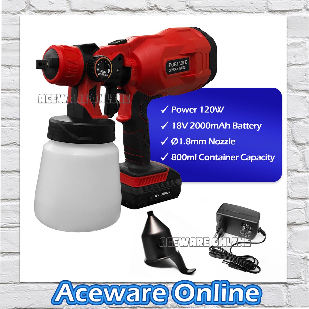 CX33 120W Portable 18V Cordless Spray Gun 1.8MM Nozzle with 800ML Container Electric Sprayer
