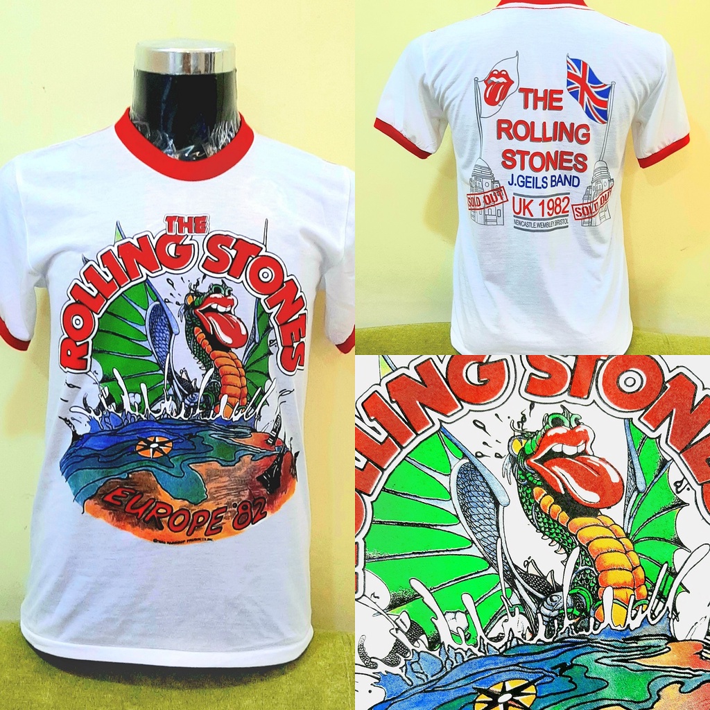 Baju Band Vintage Reprint The Rolling Stones Europe Tour 1982 Ringer ...