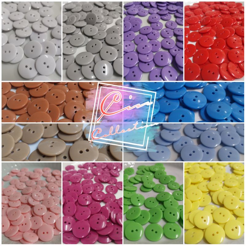 [LOCAL READY STOCK] 50pcs 2 holes Plastic Light Colour Button | Sewing Crafts 18mm