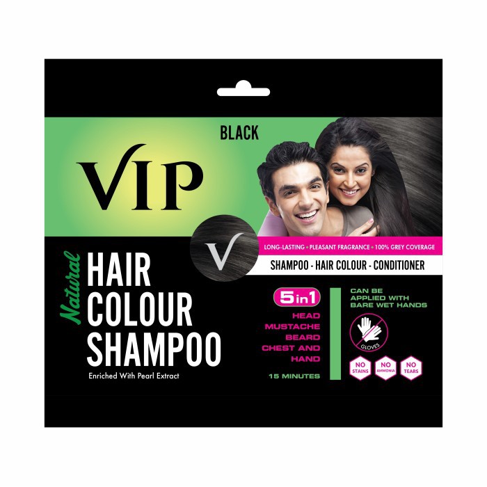 VCARE VIP NATURAL HAIR COLOUR SHAMPOO - 5 IN 1 SHAMPOO HAIR COLOUR  CONDITIONER BLACK 20 ML | Shopee Malaysia