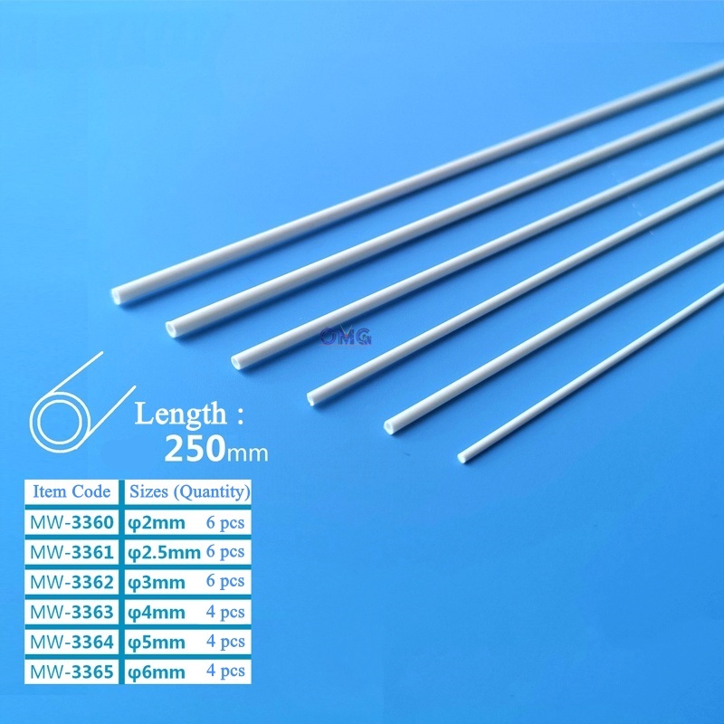 Manwah ABS Plastic Round Rod Sticks Bar Diameter: 5.0mm, Length: 250mm, 4pcs 