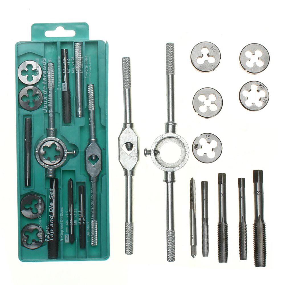20 PCS Tap And Die Set Metric Size M3, M4, M5, M6, M7, M8, M9, M10, M12