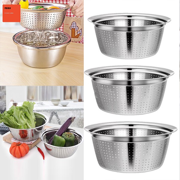 【HOT】Stainless Steel Rice Washing Bowl Colander Strainer Drainers Rice ...