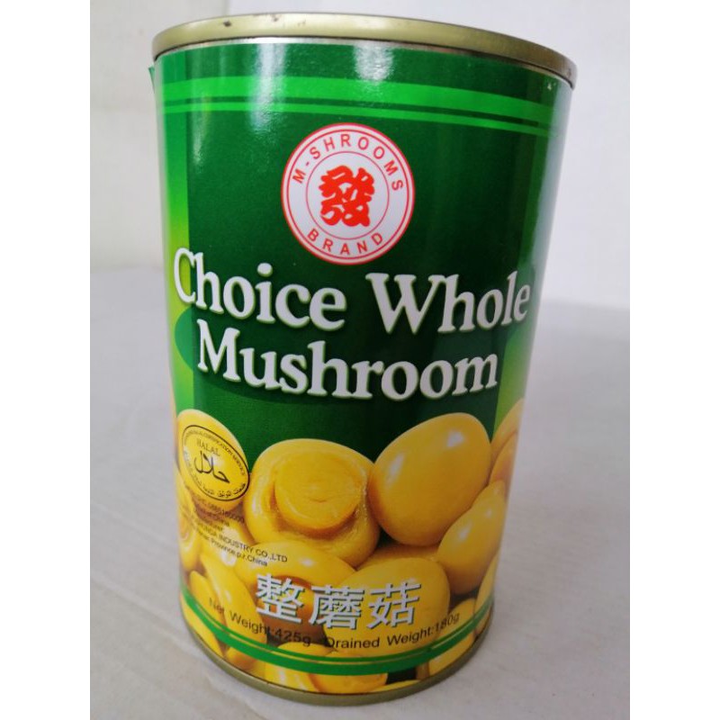 Ready Stock Whole Button Mushroom 425g Cendawan Butang Halal Easy Open