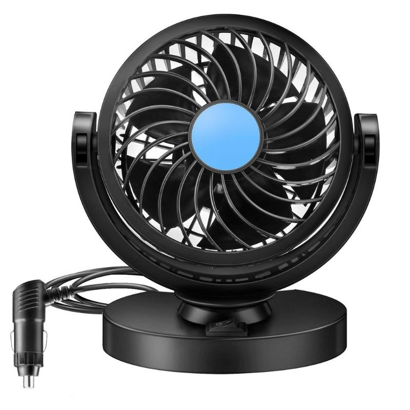 [Ready Stock] Vehicle Car Fan Single Double-Headed 360 Degree Rotable Strong Wind DC 12V
