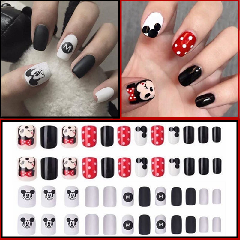 simple minnie mouse nail art