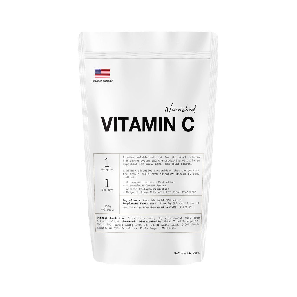 READY STOCK Nourished Ascorbic Acid Vitamin C Pure Powder 1000mg 77