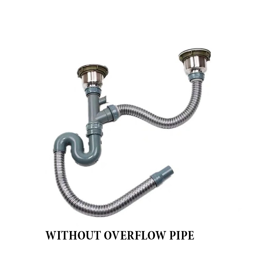 DOUBLE SINK Waste DOUBLE Sink Drain Waste Pipe Kit Vertical Type With   Cf26c86a1d1467474ebb5e154553ed83