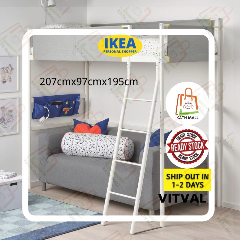 Ikea Vitval Loft Bed Frame White Light Grey90x0 Cm I Rangka Katil Loteng Shopee Malaysia