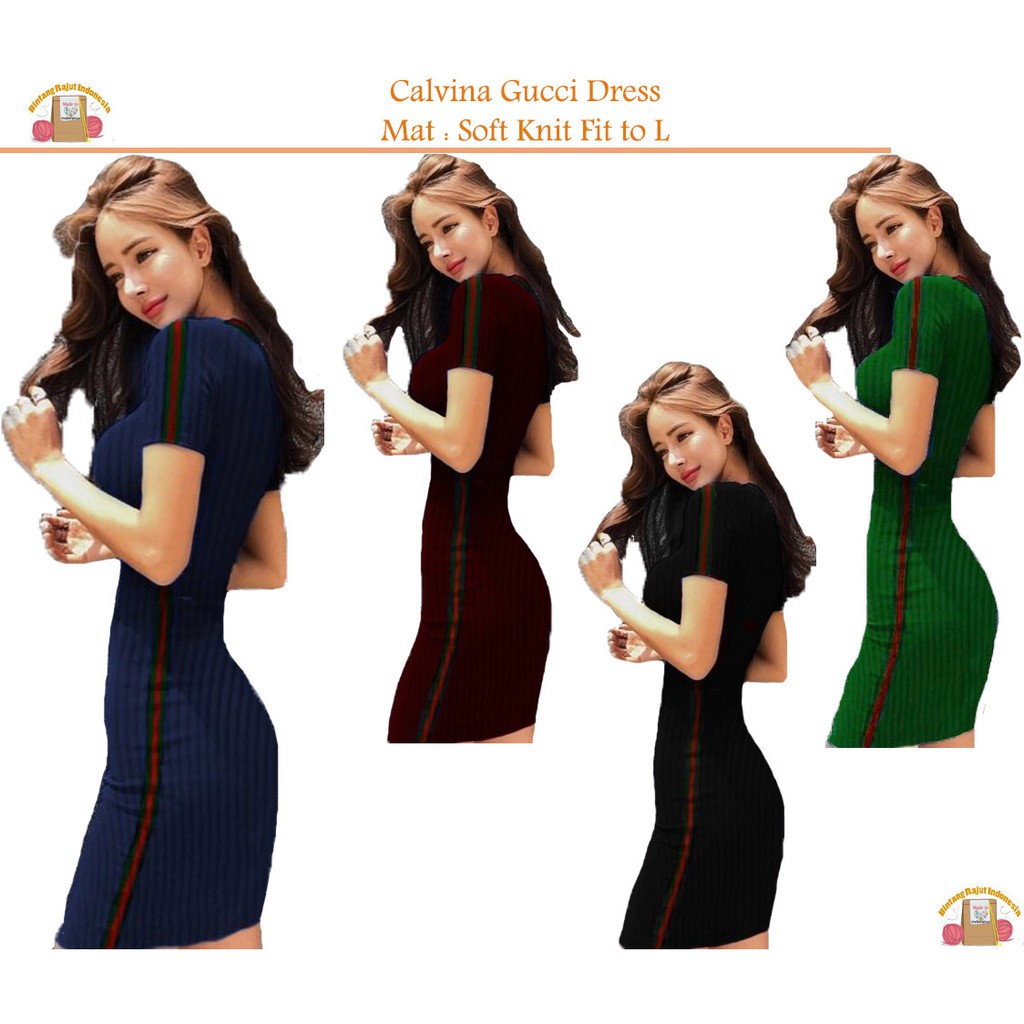Indo Rajut Star Calvina Dress Women S Bodycon Fitting The Body Shopee Malaysia