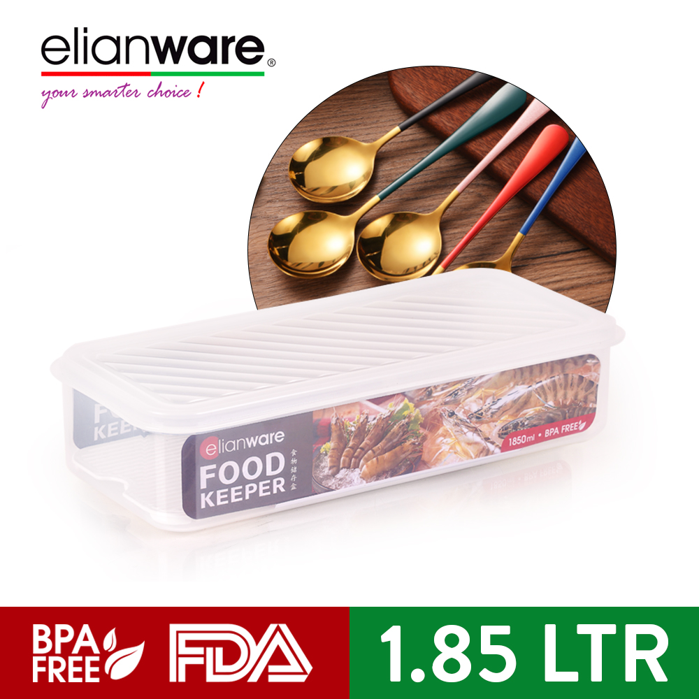 Elianware (1.85L) BPA FREE Long Rectangular Transparent Fridge Freezer Food Keeper Microwavable Food Container Tableware