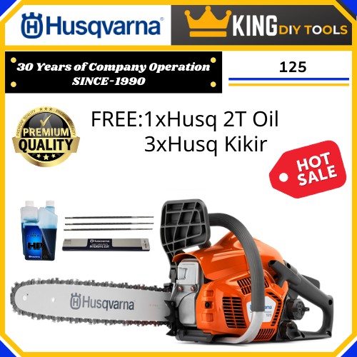 【Free Gift up to RM50】HUSQVARNA 125 Chainsaw 18" Guide Bar & Chain (FREE Husqvarna 2T 1L & Kikir)