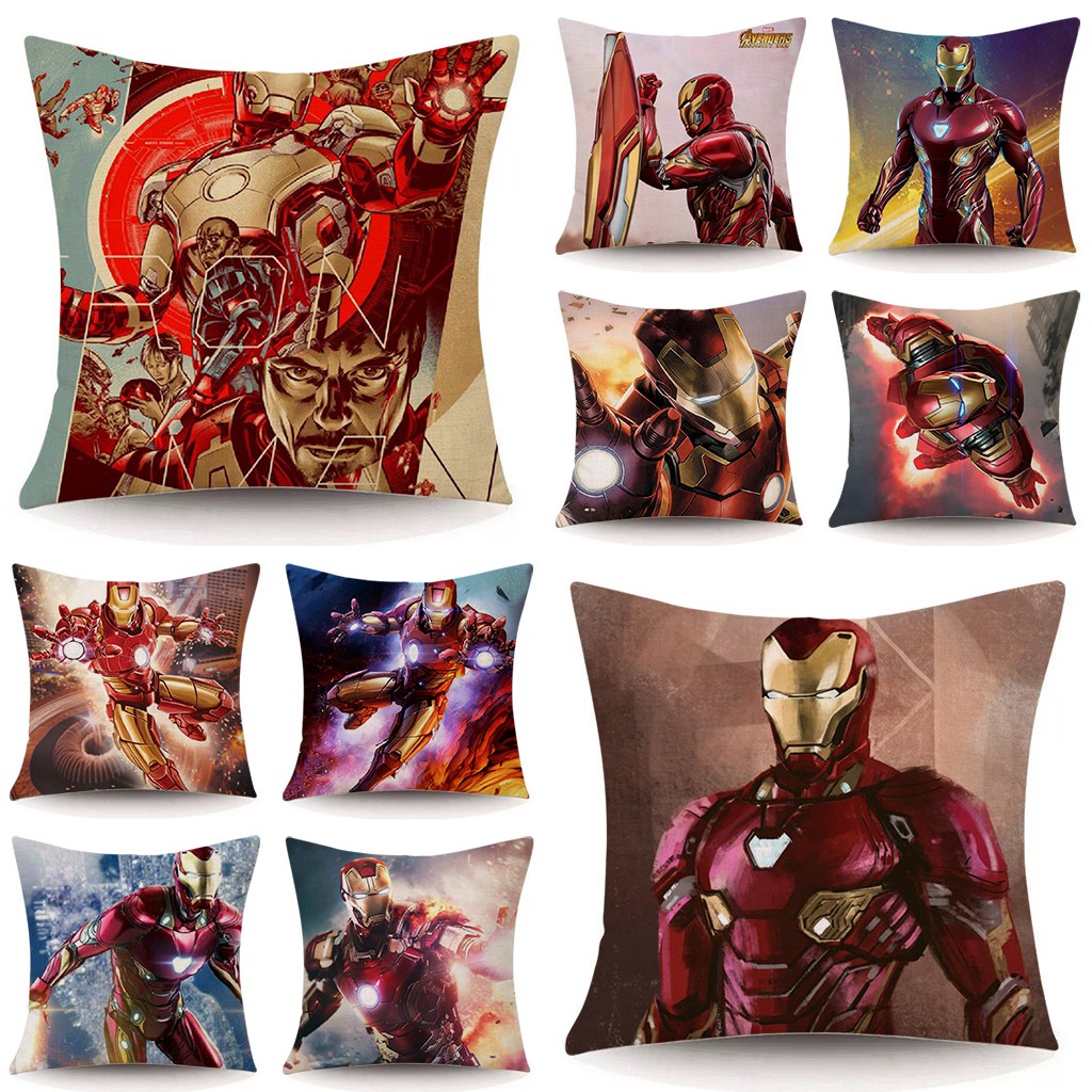 Home Decoration Avengers Iron Man Pattern Linen Pillowcase Bedroom