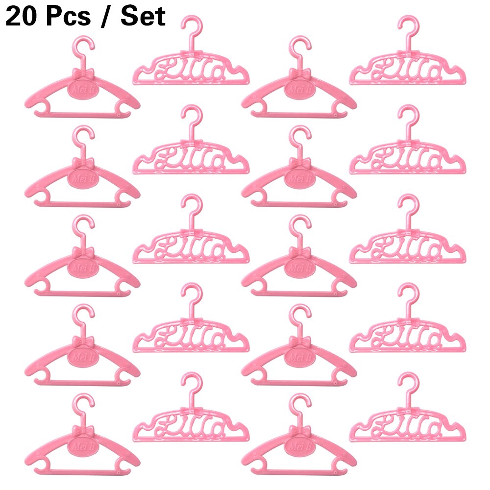 20 Pcs/lot Mini Doll Hangers Dress Clothes Wardrobe Holders For Barbie