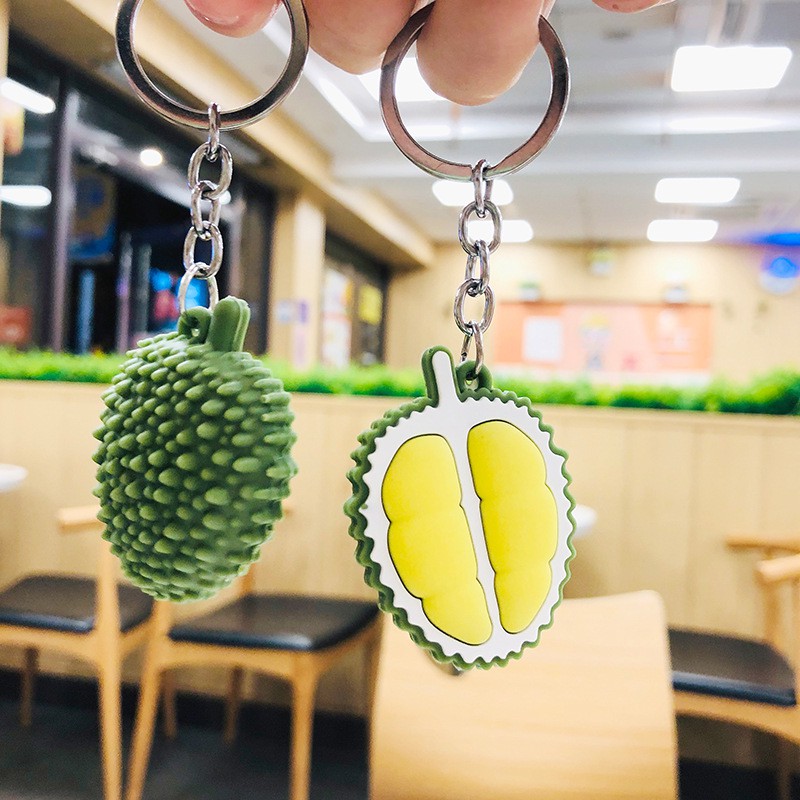 Durian Keychain Women Girls Bag Ornaments Car Pendant Key Chains Cartoon Simulation Tropical Fruit Keyring Jewelry Gift