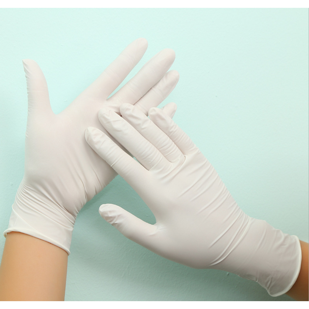 white plastic gloves