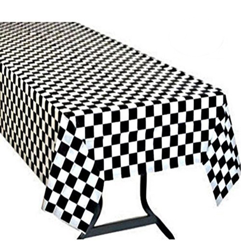 137*274cm Disposable Checkered Flag Black Table Cloth Table Covers,Racing Car Party Rectangular Dining Table Cover Tablecovers Plastic Tablecloths for Picnic,Cocktail,Birthday Parties Decorations 