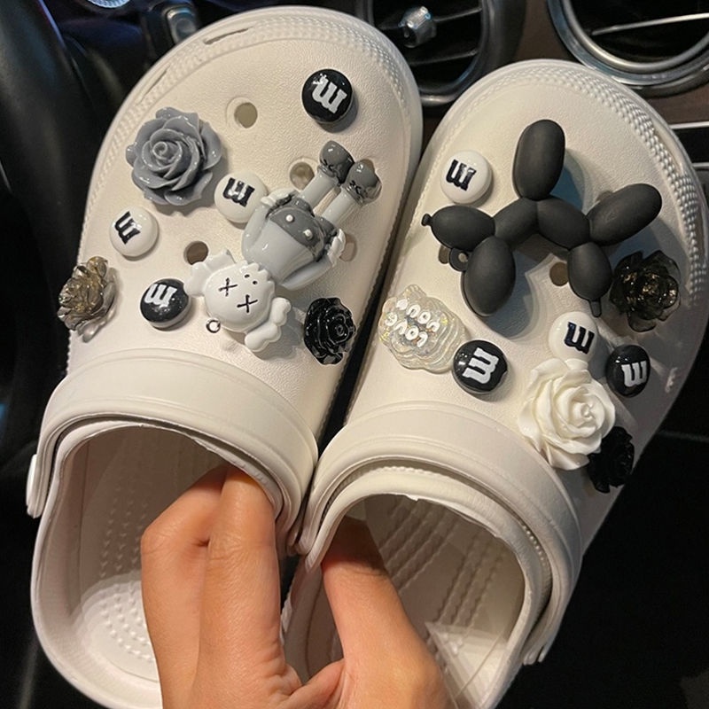 Cute Crocs] Hipster! Ins tide brand cartoon hole shoes DIY Sesame Street  violent bear shoe buckle student flat slippers nurse shoes | Shopee Malaysia