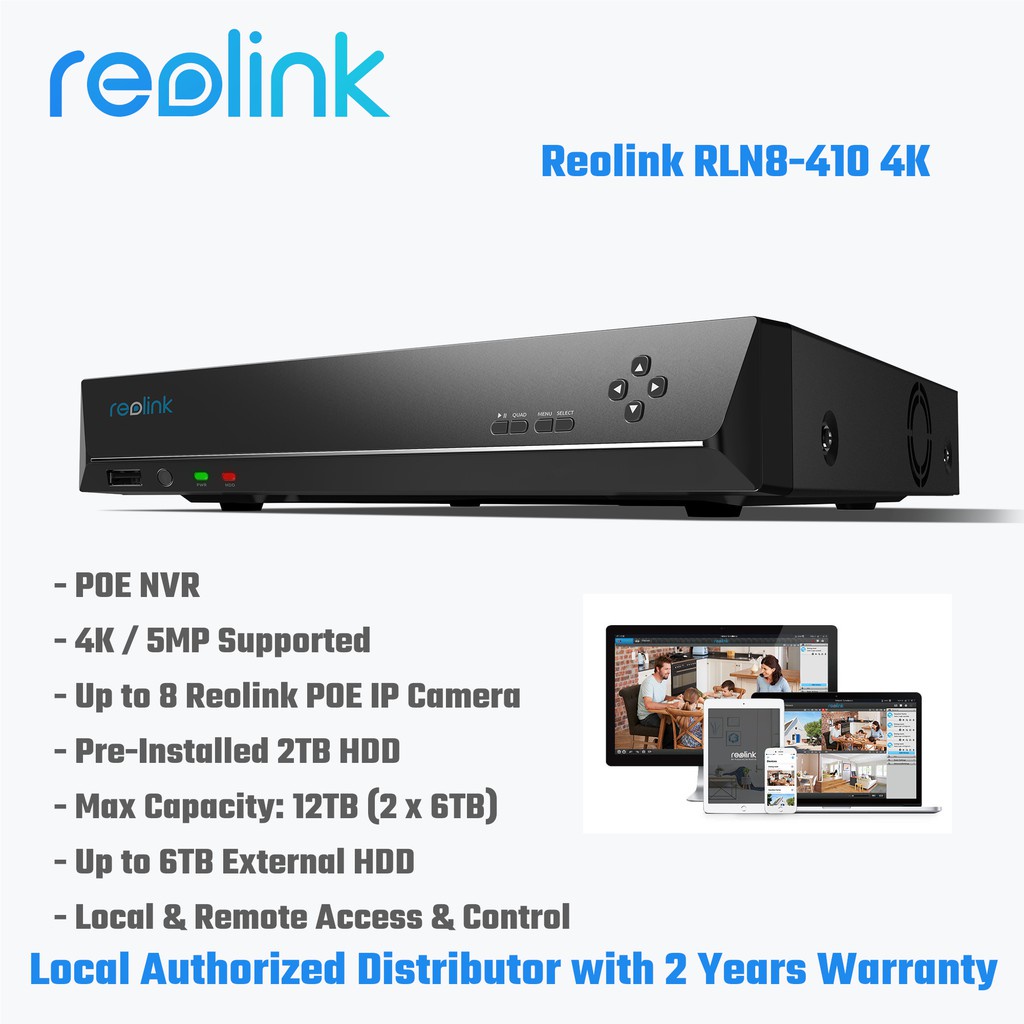 Reolink RLN8-410 4K - 8-Channel 2TB HDD POE NVR, Working With 4K/5MP ...