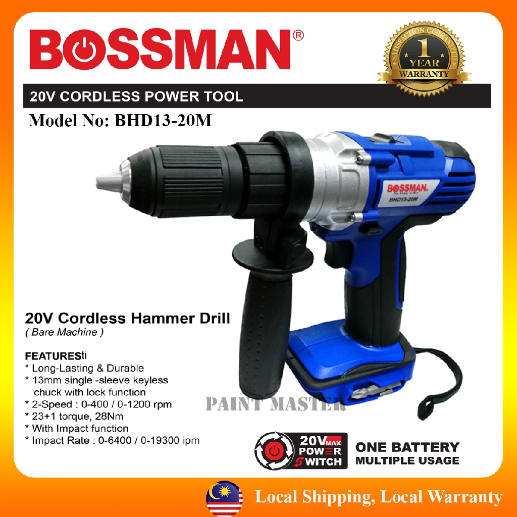 Bossman Bhd13 20m 20v Hammer Drill Mesin Gerudi Tanpa Wayar Shopee Malaysia