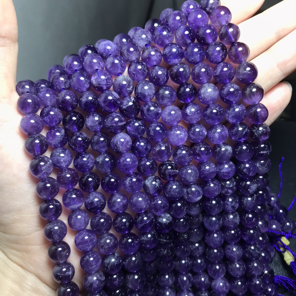 Amethyst Real Stone 6/8/10/12 Mm Of Justice Enhances Love Reduce Stress