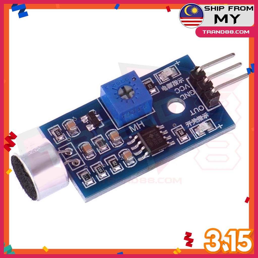 Sound Detection Mic Sensor Module Microphone Voice Adjustable For Arduino 3 Pin