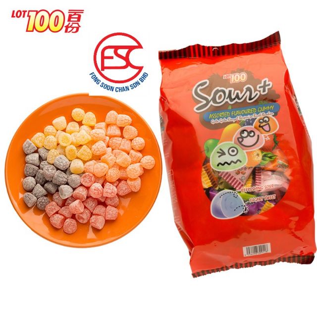 [FSC] Lot 100 Sour Gummy Assorted Fruit 600gm Shopee Malaysia