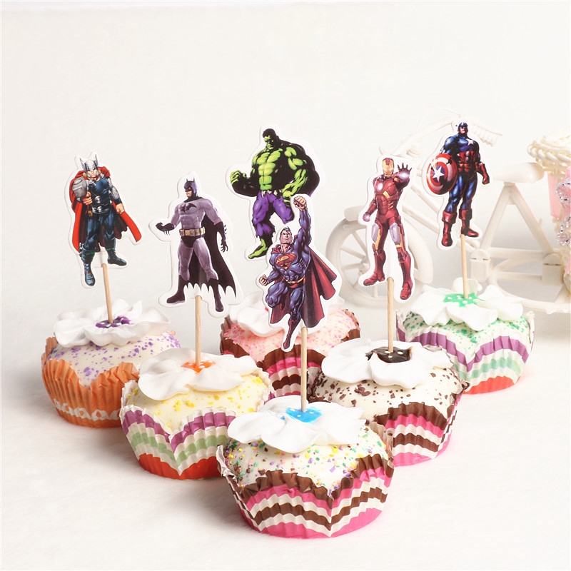 24pcs Lot Avengers Cartoon Theme Cake Topper Wedding Party Cake