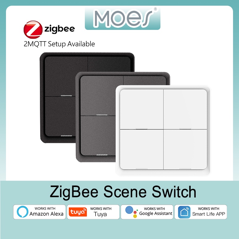 Moes Gang Tuya Zigbee Wireless Scene Switch Push Button Controller