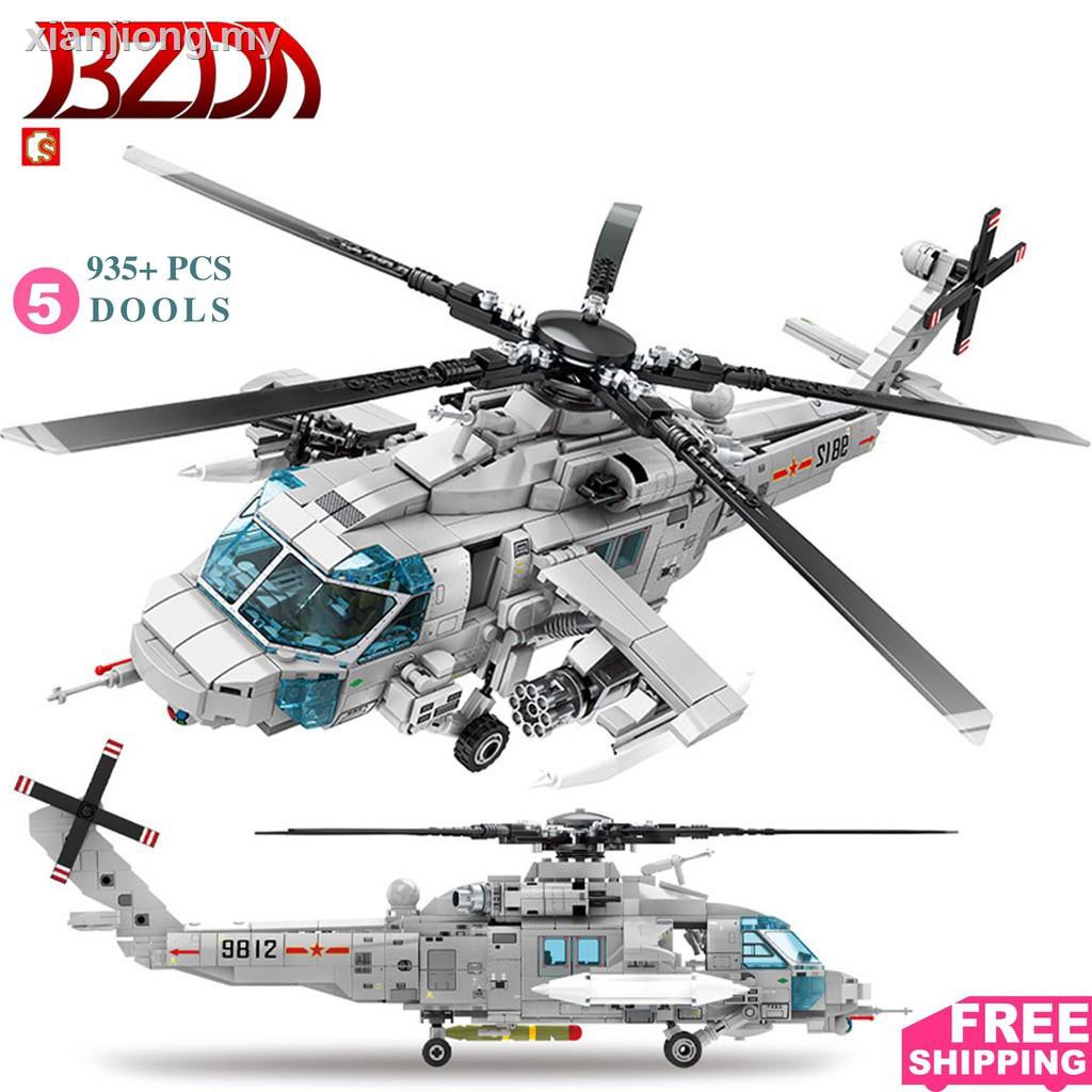 ┅BZDA Compatible lego Air Drone Helicopter Blocks Aircraft Model Police Warfare Z-20 Attack Building Military Navy Armed assembly brick US Army Children's Toy Gift