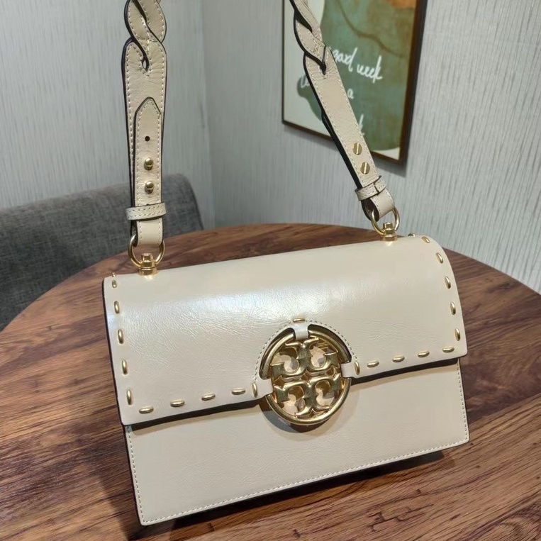 Counter New！！】Tory Burch Lady's 2021 Lastest Miller Series Gold stitched  double T Logo design cow leather shoulder bag messenger bag | Shopee  Malaysia