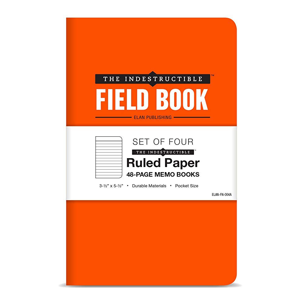 Pack of 3 Orange Lined Memo Book Elan Publishing Company The Indestructible Waterproof Weatherproof Field Notebook 5x8 Tearproof 