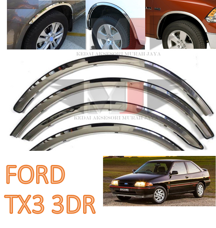FORD TX3 3DR Fender Arch Trim Stainless Steel Chrome Garnish With Rubber Lining ender Arch Trim Stainless Steel